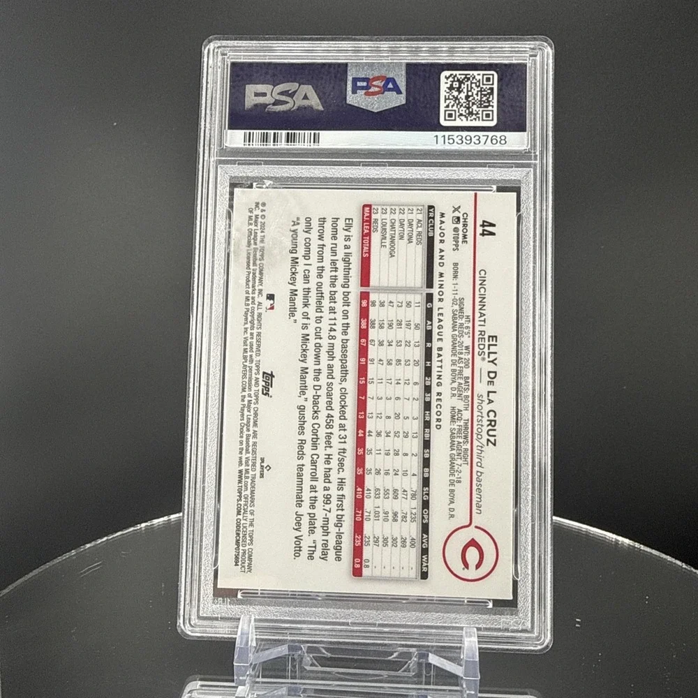Elly De La Cruz 2024 Topps Chrome RC Refractor #44 Cincinnati PSA 9